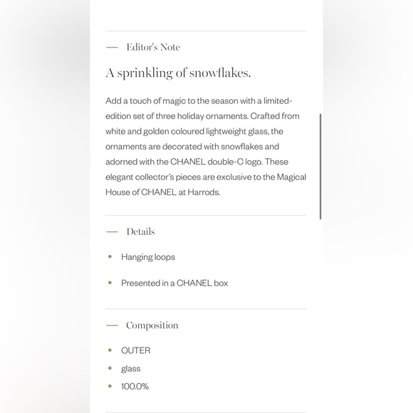 CHANEL Baubles set of 3 Harrods 175 Anniversary Limited Worldwide exclusive new - Picture 10 of 12